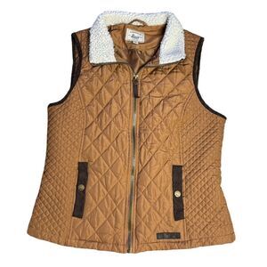 G.H Bass & Co. Tan Quilted Sleeveless Puffer Zip Up Vest